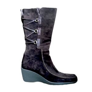 Nursace Suede Knee High Brown Wedge Boots 37 EUC‎